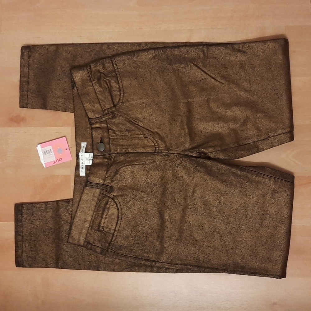 NWT, Trina Turk Suki Slim Ankle Coated Foil Jeans